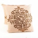 Ivory Pillows with Bronze Decorative Beading (2)