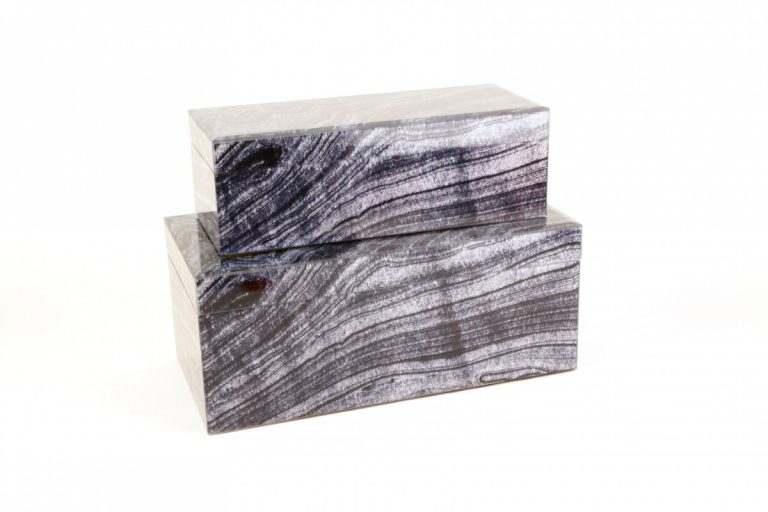 Black and White Faux Granite Boxes (2)