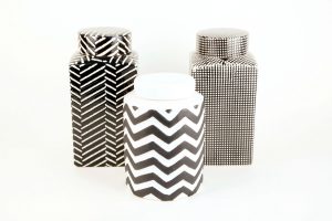 Contemporary Black and White Ceramic Jars