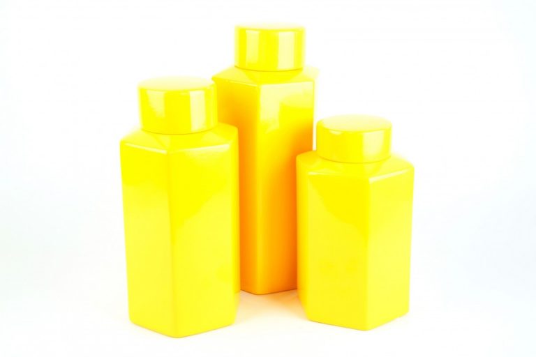 Bright Yellow Ceramic Ginger Jars (3)