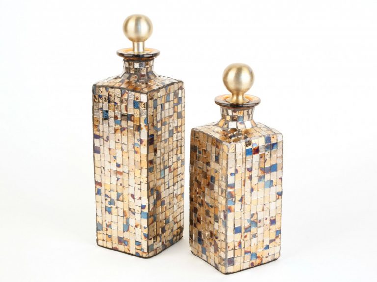 Gold Glass Mosaic Decanters (2)