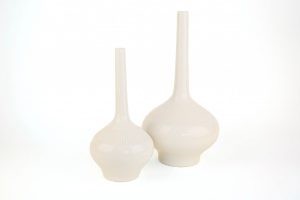Cream Colored Contemporary Ceramic Vases (2)