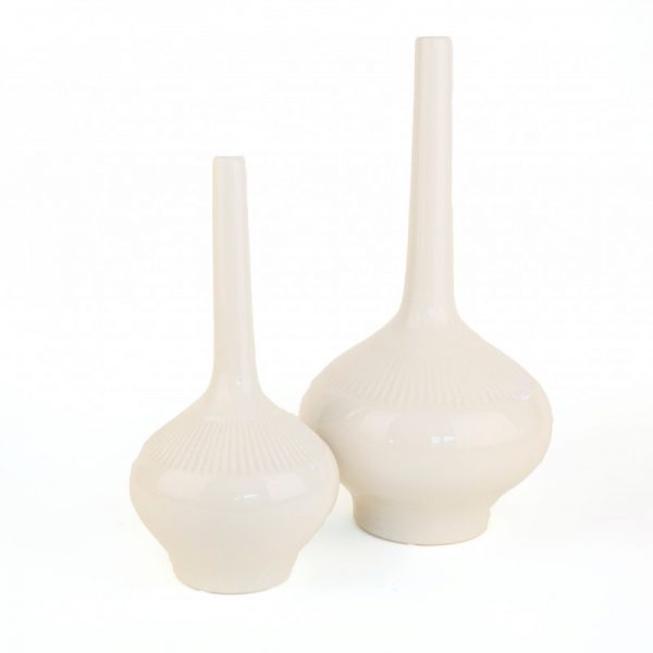 Cream Colored Contemporary Ceramic Vases (2)