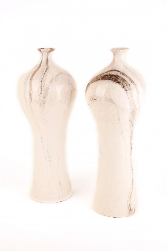 Grey and Cream Marble Vases (2)