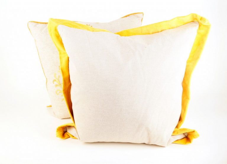 White Pillows with Yellow Trim (2)