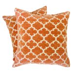 Geometric Orange and White Square Pillows (2)