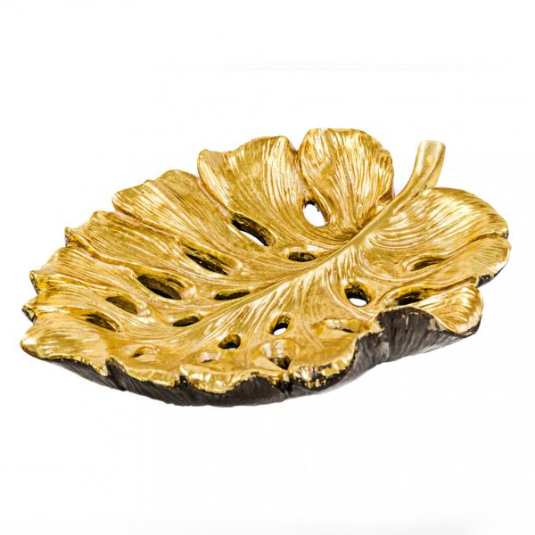Large Gold Long Leaf Resin Bowl