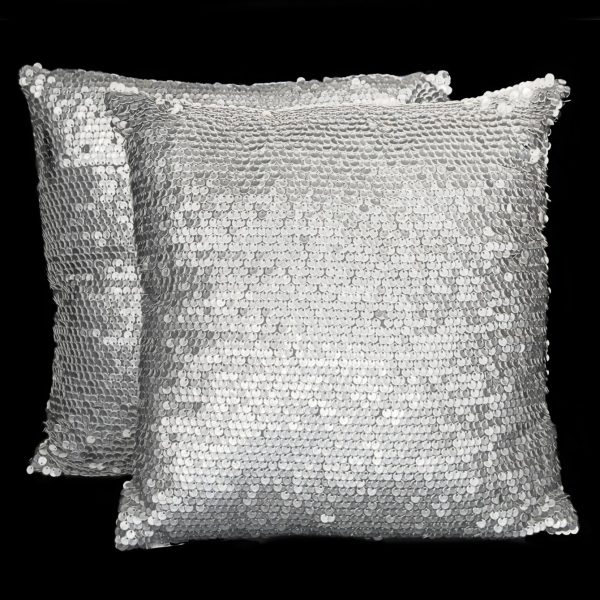 Brushed Silver Metallic Pillows (2)