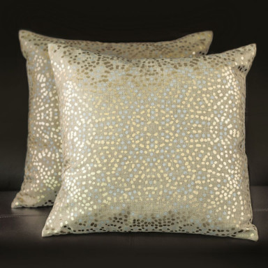 Square Gold Pillows with Metallic Silver and Gold Dots
