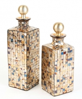 Gold Glass Mosaic Decanters (2)
