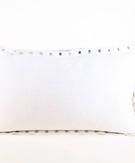 Rectangular White/Silver Threaded Pillow w/ Studs