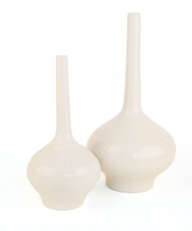 Cream Colored Contemporary Ceramic Vases (2)