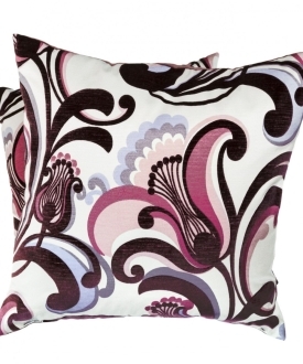 Purple and White Patterned Square Pillows (2)